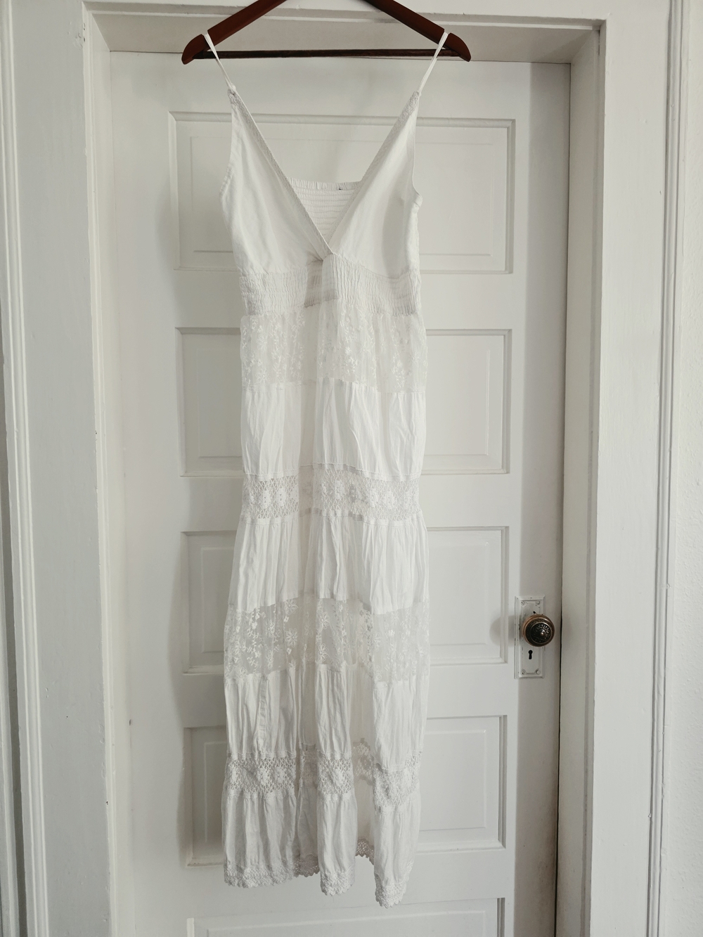 100% Cotton White Lace Maxi Dress